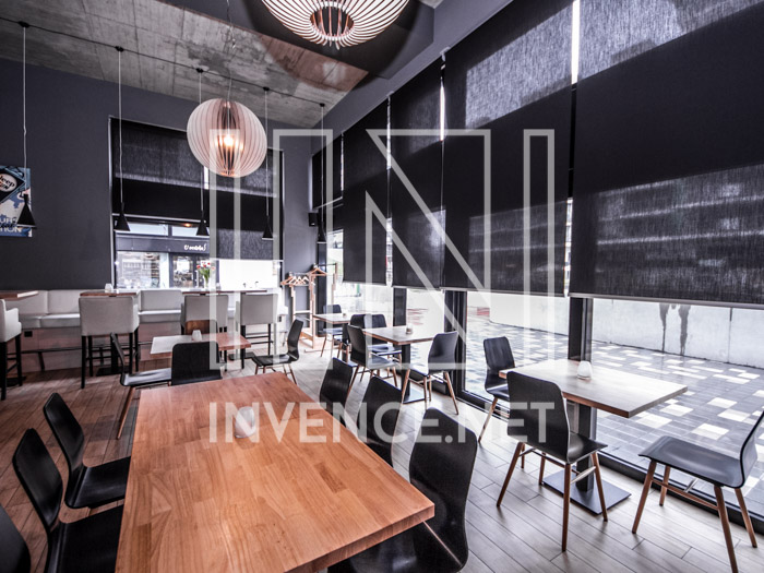 Realizace látkových rolet restaurace Praha Malešice