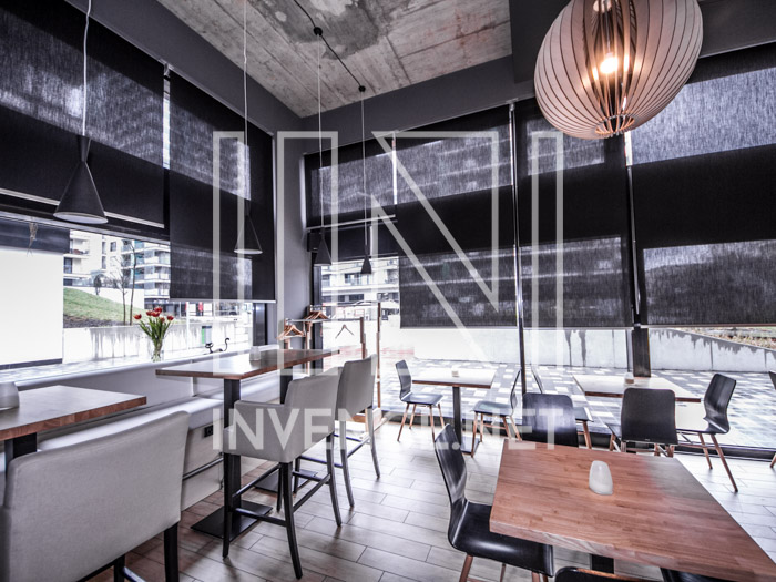 Realizace látkových rolet restaurace Praha Malešice